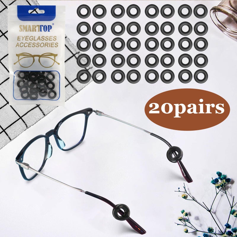SMARTTOP 14 Pairs Eyeglass Ear Grips Sleeve Holder-Eyeglasses Ear Hooks -Comfort Anti-Slip glasses ear grip-For Kids and Adults Sunglasses, Reading Glasses, Sport Eyewear (Black) - Image 2